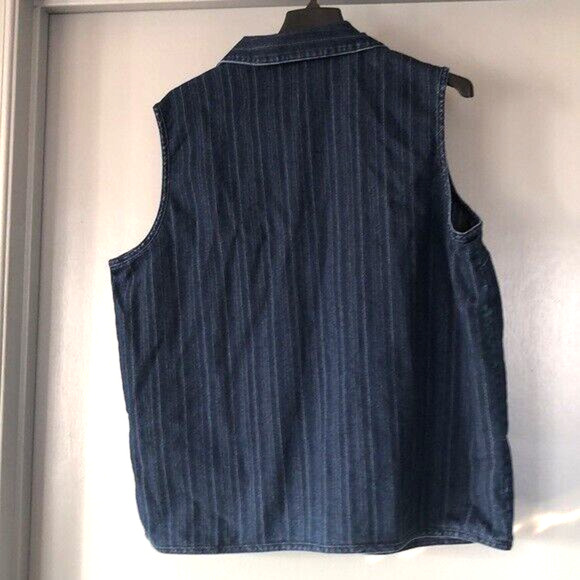 Allison Daley Womens Zip Front Sleeveless Vest Straight Hem Size 16W Stripe - Picture 2 of 6